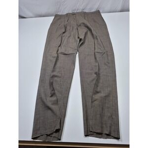 John Alexander Dress Pants Mens 42x36 Brown Check Wool Pleated Unhemmed NWT FLAW